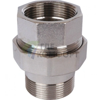 Разъемное соединение американка ВН 1 1/2, уплотнение под гайкой под гайкой, никелированное Stout - фото 2