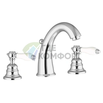 Смеситель для раковины Herend на 3 отверстия с донным клапаном | FIMA | Carlo Frattini | Хром (F5421CR) - фото 1