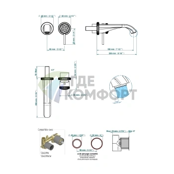 Смеситель для раковины THG Hirondelles Gold Stamped настенный, полированное золото (A4L-F01-6541B) - фото 2
