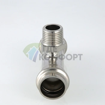 Пресс-тройник с наружной резьбой 15 х 1/2 х 15 мм из нержавеющей стали VTi.933.I.150415 VALTEC (ВАЛТЕК) - фото 3