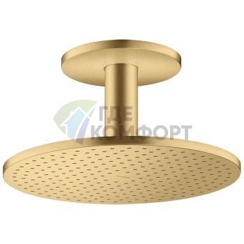 Верхний душ AX ShowerSolution 300 мм с держателем, 2 форсунки, шлифованное золото (35304250) - фото 1