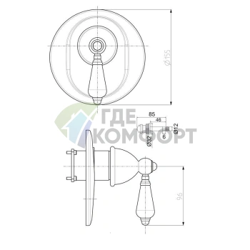 Смеситель для душа FIMA|Carlo Frattini Herend Chic встроенный с переключателем на 2 источника и ручкой SWAROVSKI хром (F5409X2CCR) - фото 2