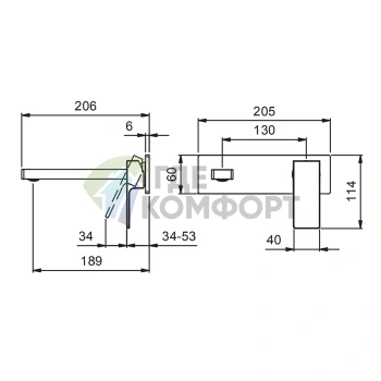 Смеситель для раковины Fantini Mint встраиваемый двухрычажный хром (34 02 F813B) - фото 2