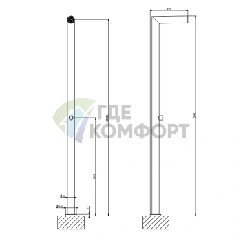 GESSI OUTDOOR Напольная душевая стойка для улицы Black XL (63201#299) - фото 2