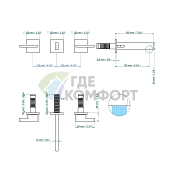 Смеситель для раковины THG ICON-X METAL MANETTES настенный, хром (U7H-A02-40GB) - фото 2