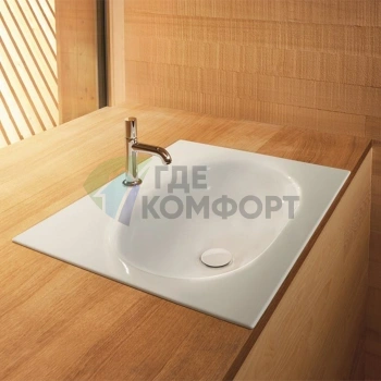 Раковина BETTE COMODO встраиваемая на столешницу 60х49 5х12 см эмал с 1 отв под смеситель и перелива с креп в компл цвет белый (A200 HLW1) - фото 1