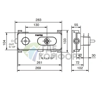 Механизм термостатического смесителя для душа Fantini однорычажный 3/4 (19 00 D231A) - фото 2