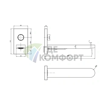 Излив для ванны FIMA Carlo Frattini SWITCH настенный, черный матовый, с кнопкой открытия воды (F5926NS) - фото 2