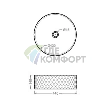 Раковина Artceram ROMBO накладная 44 см без отв под смесительитель без слив перелива цвет белый-золото - фото 2