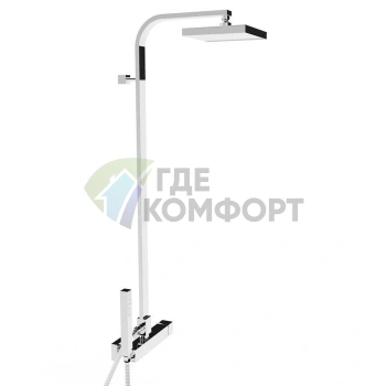 Душевой комплект Stella Bamboo Quadro: смеситель, штанга с верхним и ручным душем, хром (BQ 02421 CR00) - фото 1