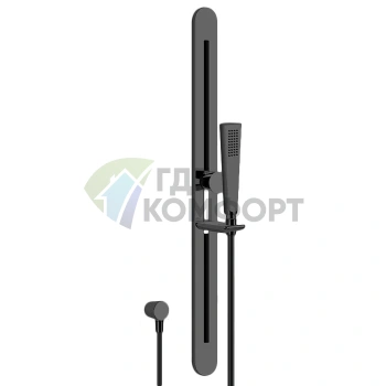 Комплект душевой гарнитуры Gessi Cono со штангой и антинакипной лейкой Black Metal Brushed PVD (45144#707) - фото 1
