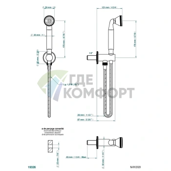 Душевой гарнитур THG ART DECO с ручным душем в стиле ар-деко, золото Matt PVD (A54-H53-52A) - фото 2