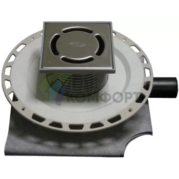 Трап HL90PrD с решеткой 115x115 мм-с сифоном Primus-шарнирным подсоединением-с фланцем из ABS--полимербутным полотном и горизонтальным выпуском DN40 - фото 1