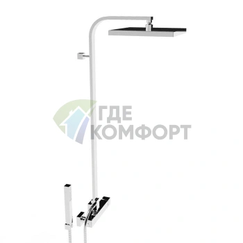 Душевой комплект Stella Bamboo Quadro: смеситель, штанга с ручным и верхним душем 300 мм, хром (BQ 02424 CR00) - фото 1