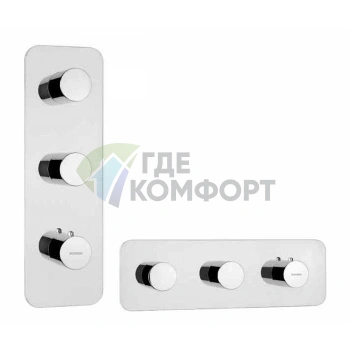 Термостат для душа Bossini Oki со смесителем и переключателем на 2-4 выхода, хром (Z031204.030) - фото 1