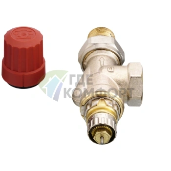 Клапан радиаторного терморегулятора угловой с боковым подключение термостата, никелированный RTR-N 15 UK Danfoss 013G7048 (Данфосс) - фото 2