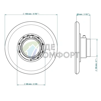 Термостатический смеситель THG Infini Porcelaine Blanche настенный встраиваемый в цвете Matt Gold PVD (U2D-H53-15EN16EM) - фото 2