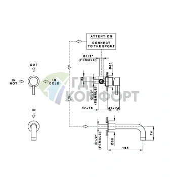 Смеситель для раковины Nicolazz Olympus на 2 отверстия, хром, излив 190 мм (3778EXTCR) - фото 2