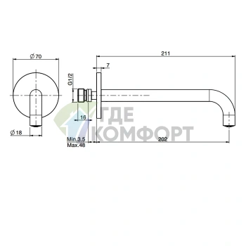Излив настенный FIMA Carlo Frattini Spillo Steel 200 мм INOX (F2944INOX) - фото 2