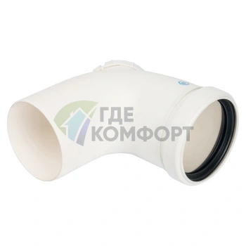 Элемент дымохода конденсационного Stout угол 87 гр. с инспекцией DN80 м/п PP-FE SCA-8080-010090 - фото 1