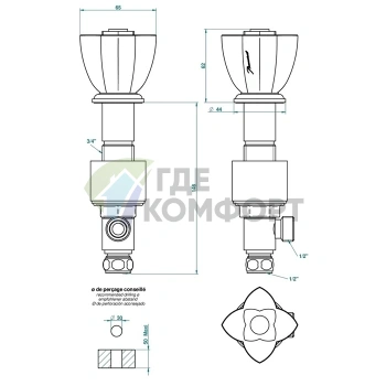 Смеситель для раковины с прозрачным стеклом в полированном золоте (U6A-F01-35) - фото 2