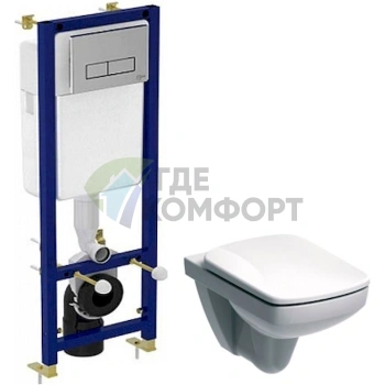 Комплект для подвесного унитаза: чаша IFO Special, инсталляция Ideal Standard 4 в 1 и сиденье с микролифтом - фото 1