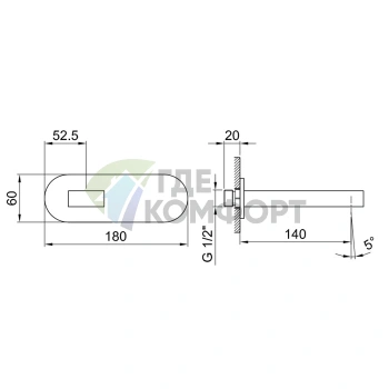 Излив для ванны Fantini Mare настенный, хром (51 02 1041) - фото 2