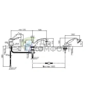 Смеситель для ванны FIMA Carlo Frattini Bell с ручным душем, бронза (F3374BR) - фото 2