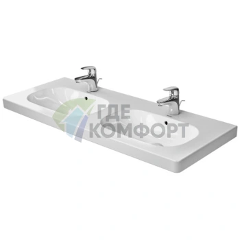 Двойная раковина Duravit D-Code для мебели с переливом, 1200x490 мм, белого цвета (3481200002) - фото 1