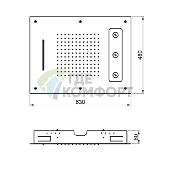 Потолочная душевая лейка Almar 630x480 мм, 3 режима, нержавеющая сталь (E044189.MS) - фото 2