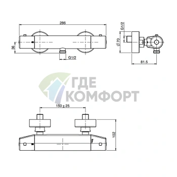 Смеситель для душа Fima Carlo Frattini Wellness Fimatherm с термостатом и ограничителем напора (F4215/1CR) - фото 2