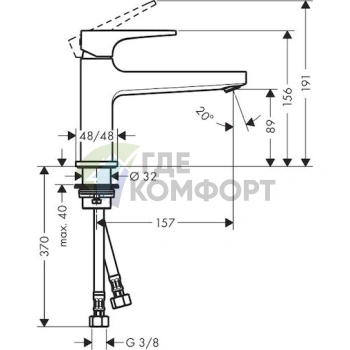 Смеситель Hansgrohe Metropol 32502000 для раковины с донным клапаном Push-Open - фото 2