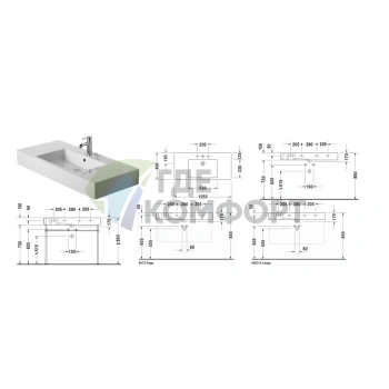 Раковина Duravit Vero для мебели с перел без отв под смеситель 1050x490мм Цвет Белый - фото 2