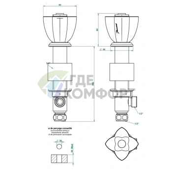 Вентиль смесителя THG Petale de Cristal Noir для раковины в полированном золоте (U6D-F01-35) - фото 2