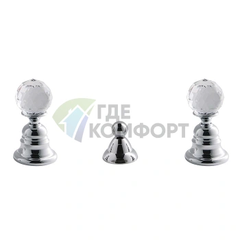 Смеситель для биде Elizabeth Chic Carlo Frattini, 3 отверстия, без излива, с донным клапаном, хром (F5102CCR) - фото 1