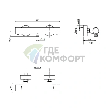 Смеситель для душа с термостатом Fima Carlo Frattini Wellness Fimatherm: металлическая ручка, ограничение напора, хром (F4275/1CR) - фото 2