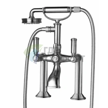 Смеситель для ванны Bossini Liberty на 2 отверстия с переключателем и хромированной лейкой (Z001106.030) - фото 1