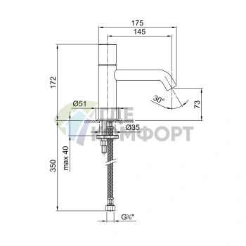 Смеситель Fantini Nostromo для раковины: компактный дизайн 145 мм в стильном хроме (50 93 E903WF) - фото 2