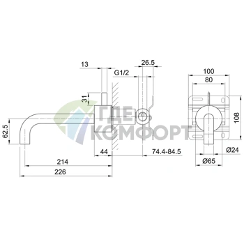 Внутренний механизм смесителя Fantini для раковины 1/2 (17 00 A513A) - фото 2