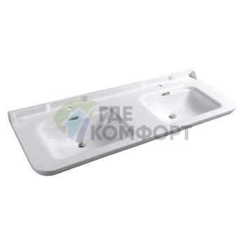 Раковина Kerasan Waldorf керамическая 120х55см c 1 отверстием под смеситель белая цвет заглушки-золото - фото 2