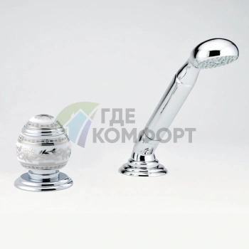 Смеситель THG Marquise Blanc для ванны на борт с ручным душем, декор платина, хром (A7G-A02-6532/60A) - фото 1