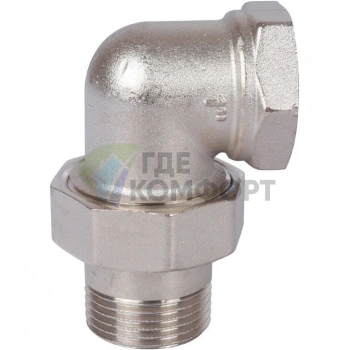 Разъемное угловое соединение американка ВН 1, уплотнение под гайкой o-ring кольцо, никелированное Stout - фото 1