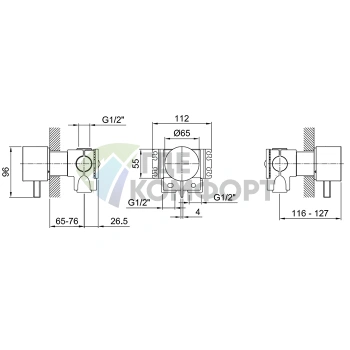 Внутренняя часть смесителя для душа Fantini: 1 источник, резьба 1/2 (17 00 A563A) - фото 2