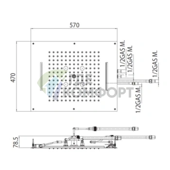 Верхний душ BOSSINI DREAM/4 57x47 см — 4 режима: дождь, каскад, водопад, туман (H38928.073) - фото 2