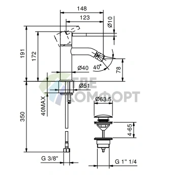 Смеситель для биде FANTINI NOSTROMO на 1 отверстие Matt British Gold PVD (50 P6 E808F) - фото 2