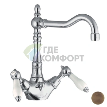 Смеситель для раковины FIMA Carlo Frattini Herend с поворотным изливом, бронза (F5411BR) - фото 1