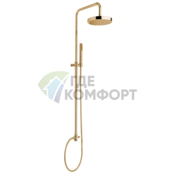 Душевая стойка Nicolazzi с верхним душем 20 см, переключателем и ручным душем в цвете натуральная латунь (5714WSGO20) - фото 1