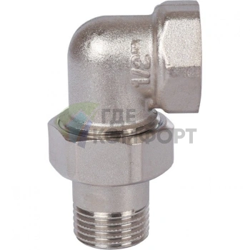 Разъемное угловое соединение, американка ВН 1/2 уплотнение под гайкой o-ring кольцо, никелированное Stout - фото 1