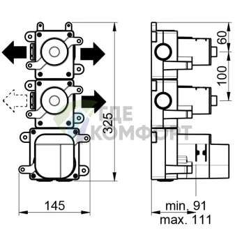 Встраиваемый термостат Almar на 3 зоны с девиатором и вентилем (E176303) - фото 2