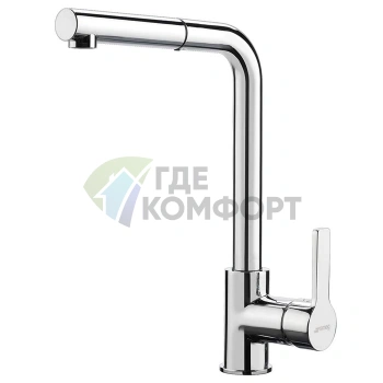 Смеситель для кухни FIMA Carlo Frattini с выдвижной лейкой и вращающимся изливом в цвете хром (F7029NOTCR) - фото 1